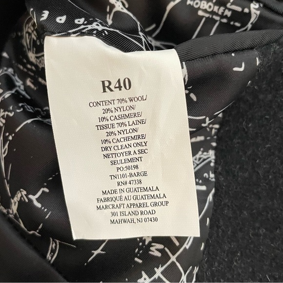 Nautica Barge Overcoat Classic Fit Wool Cashmere Blend Lined 40R Dark Gray $450 - Picture 5 of 15